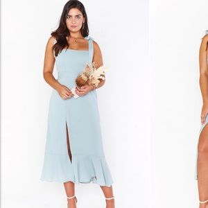 Show Me Your Mumu Claire Midi Dress in Silver Sage Crisp